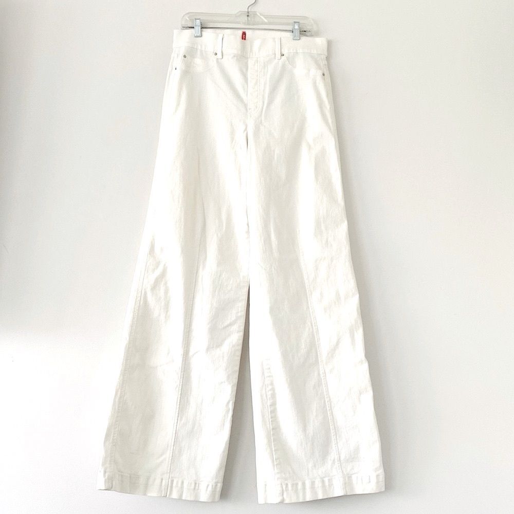 SPANX White Jean Trousers Wide Leg sz XL W32 Retail $148 Classic Preppy Coastal - Picture 2 of 13